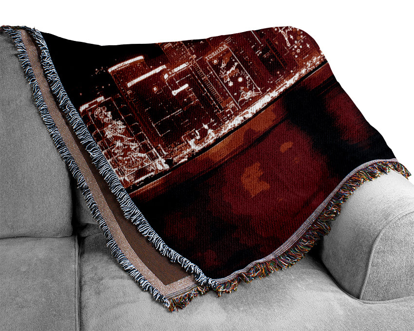 Hong Kong Waters Red Woven Blanket