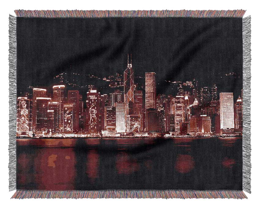 Hong Kong Waters Red Woven Blanket