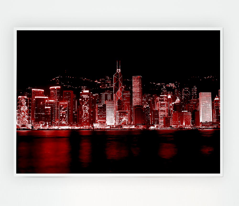 Hong Kong Waters Red Print Poster Wall Art