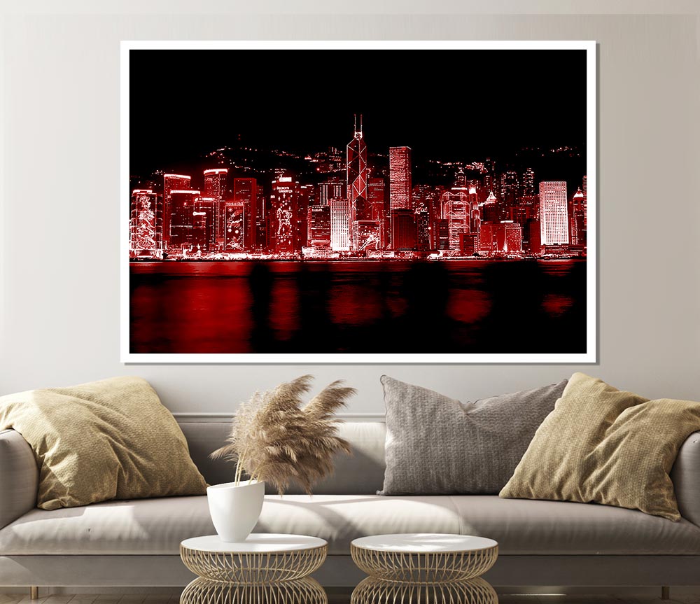 Hong Kong Waters Red Print Poster Wall Art