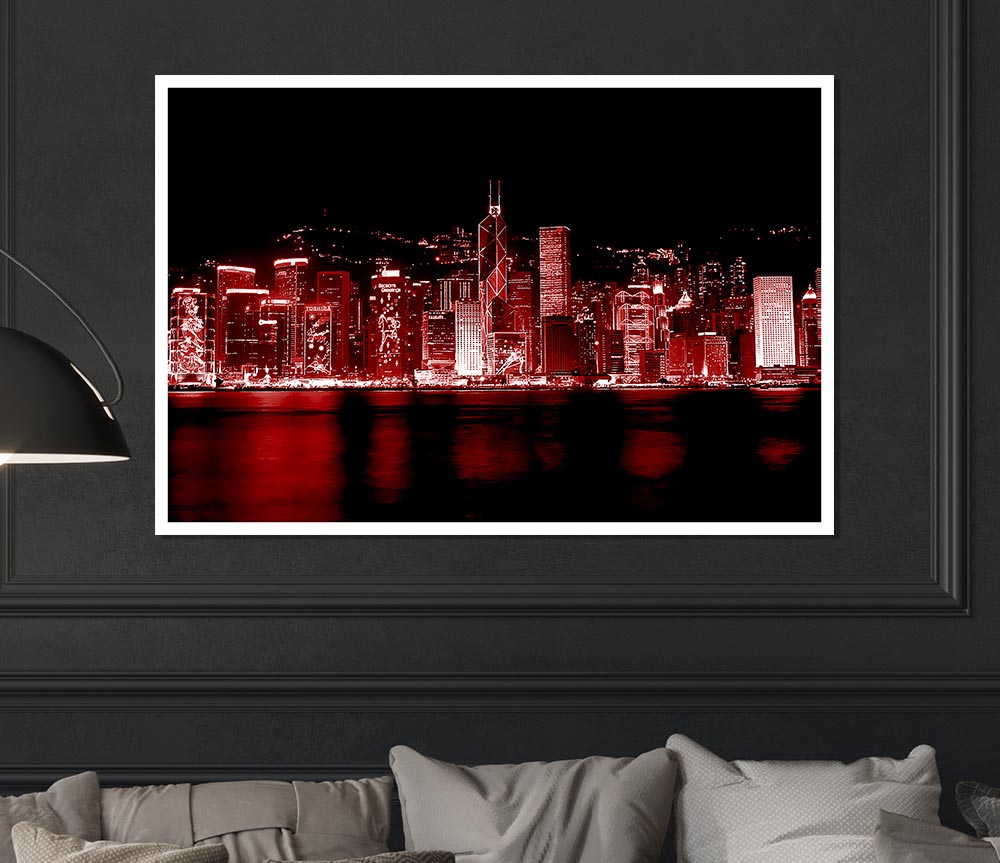 Hong Kong Waters Red Print Poster Wall Art