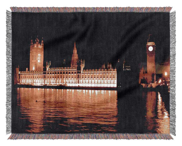 Houses Of Parliament Glow Woven Blanket