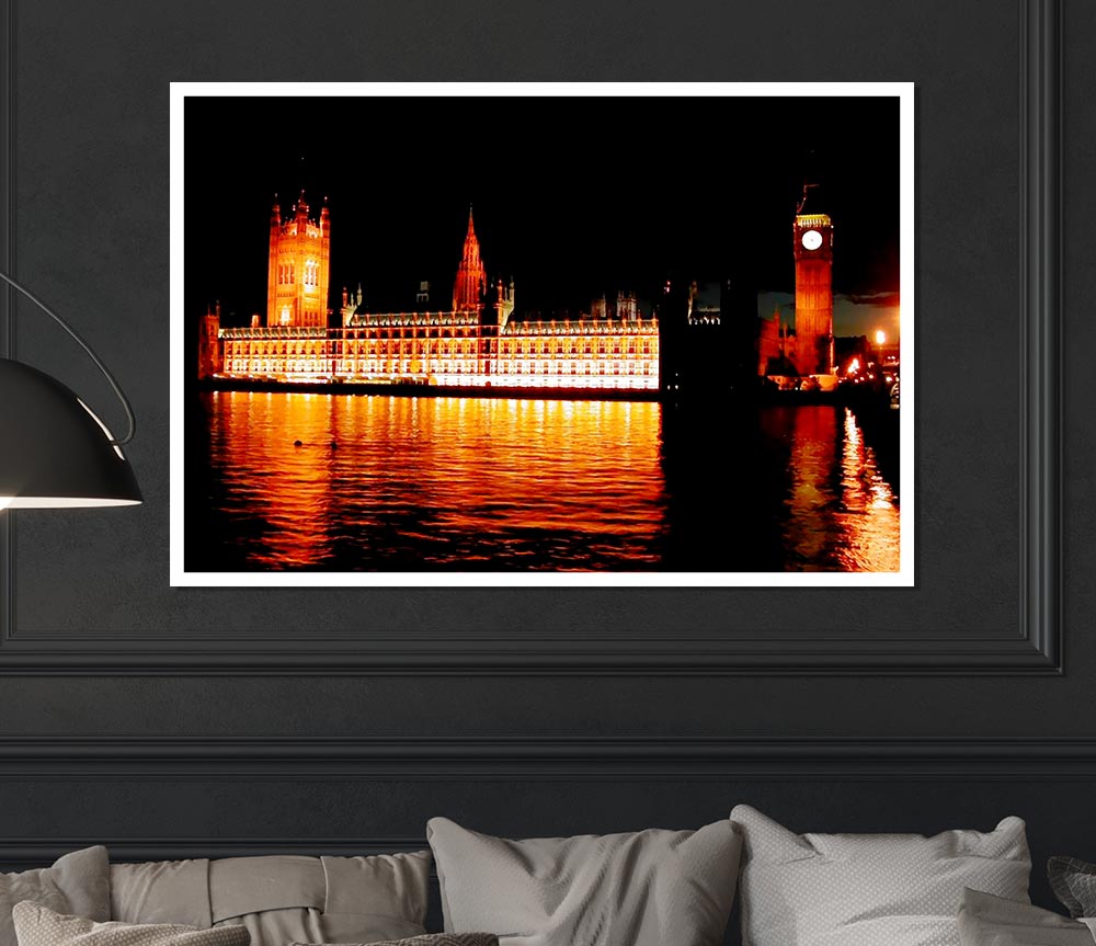 Houses Of Parliament Glow Print Poster Wall Art