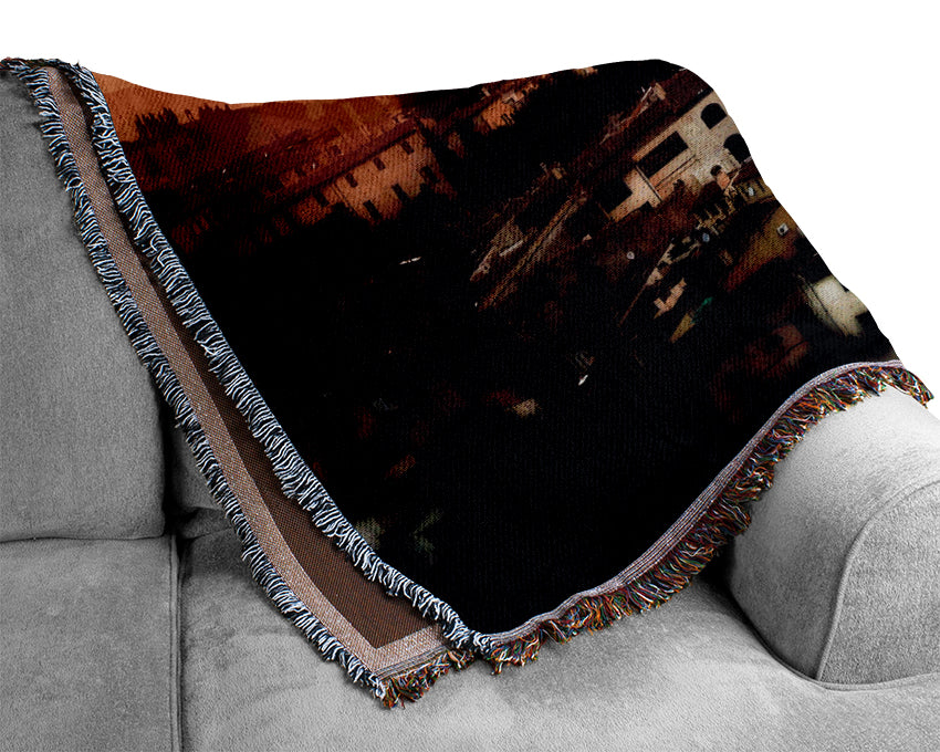 Italian Sunset Town Woven Blanket