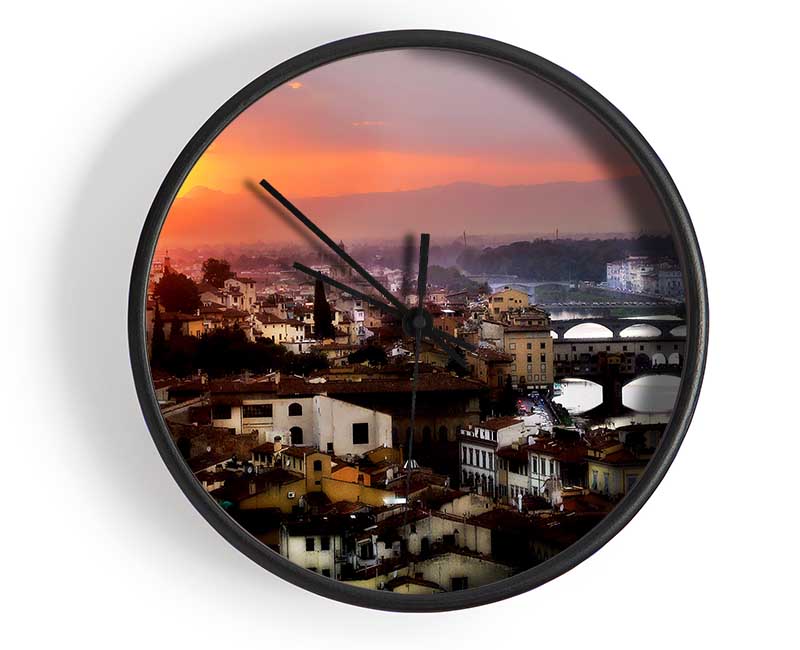 Italian Sunset Town Clock - Wallart-Direct UK