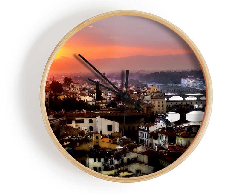 Italian Sunset Town Clock - Wallart-Direct UK