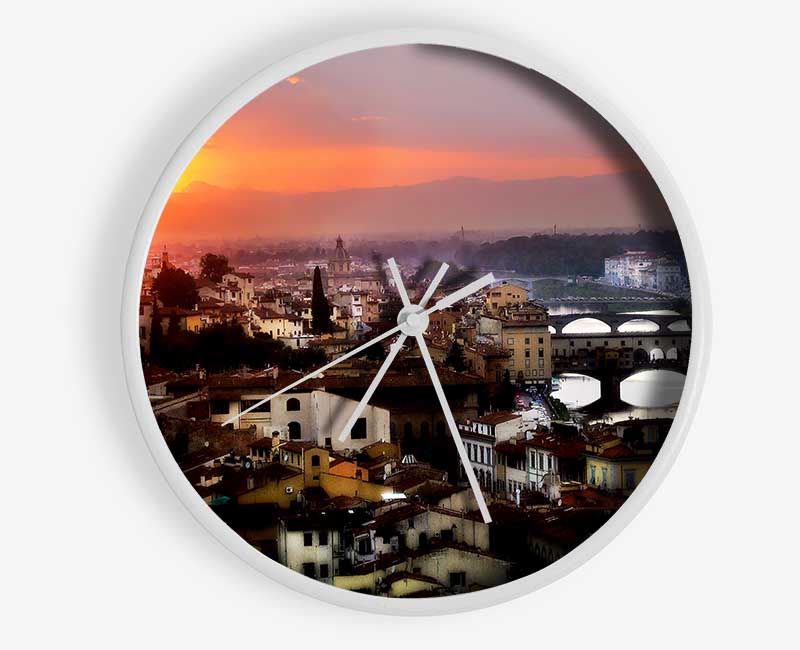 Italian Sunset Town Clock - Wallart-Direct UK