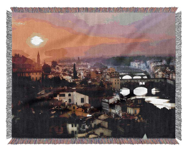 Italian Sunset Town Woven Blanket