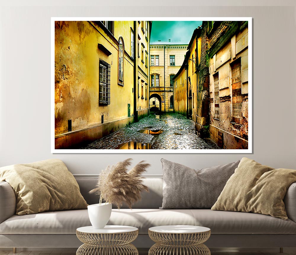 Italian Walkways Rain Print Poster Wall Art