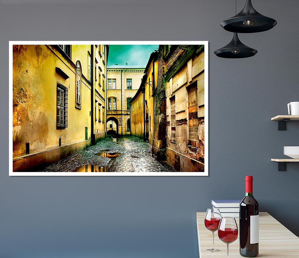 Italian Walkways Rain Print Poster Wall Art