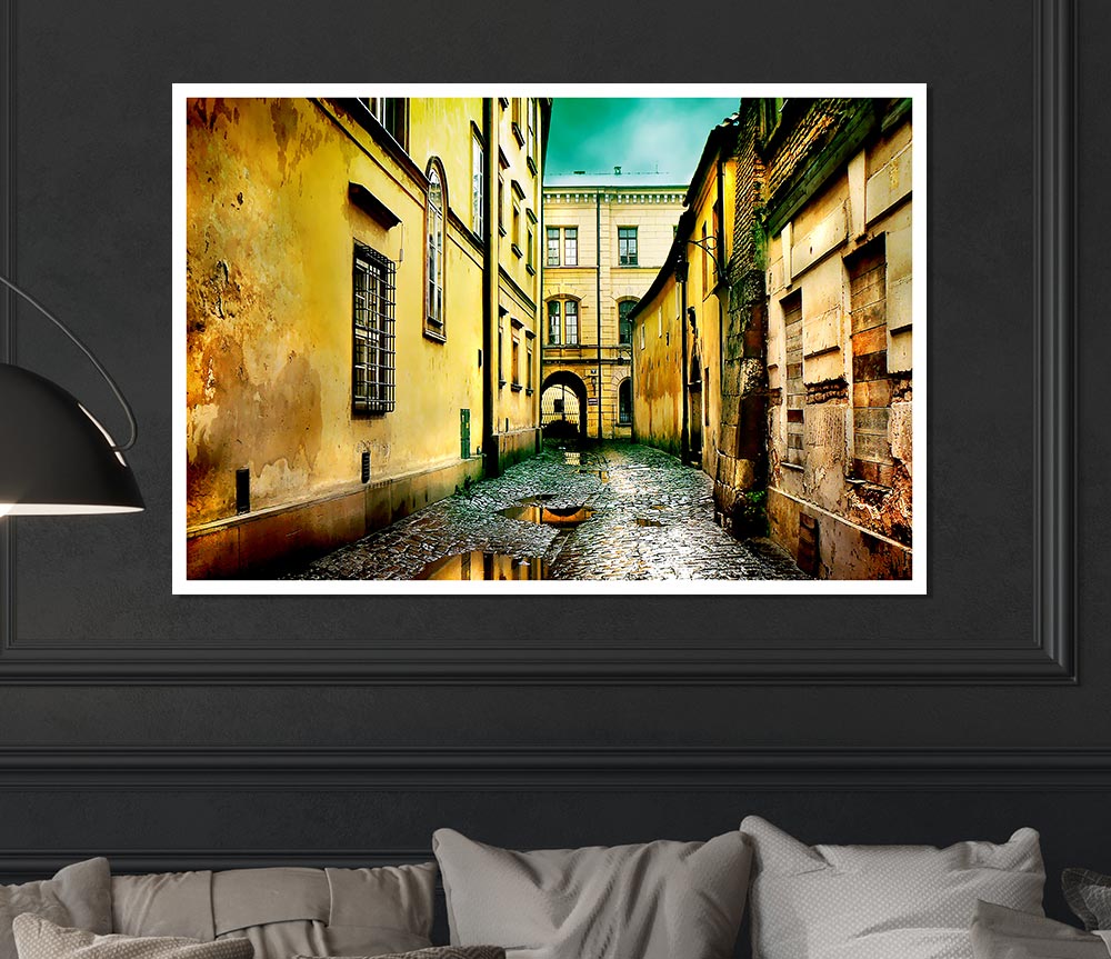 Italian Walkways Rain Print Poster Wall Art