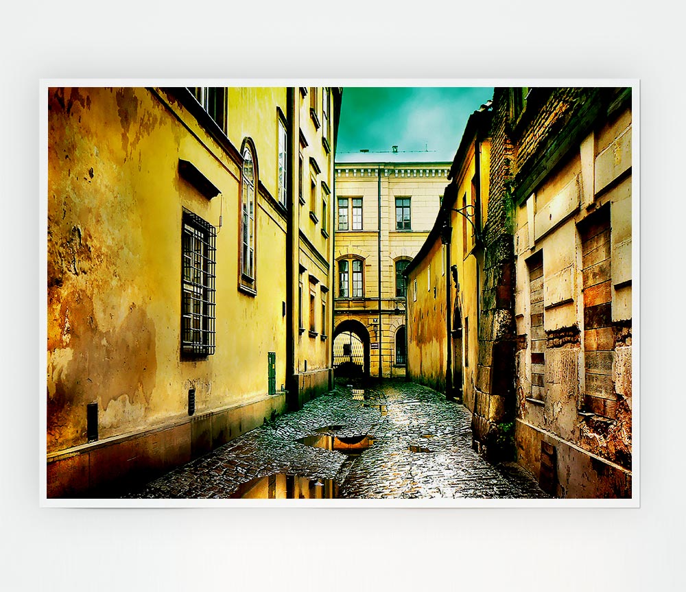 Italian Walkways Rain Print Poster Wall Art