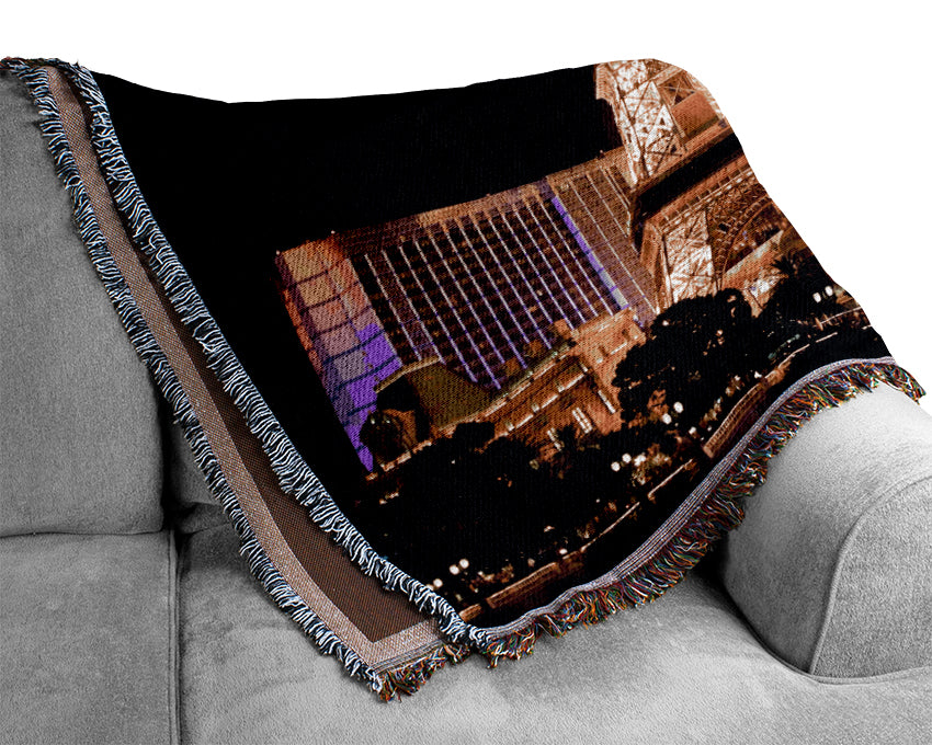 Las Vegas Golden Eiffel Tower Woven Blanket