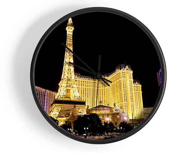 Las Vegas Golden Eiffel Tower Clock - Wallart-Direct UK