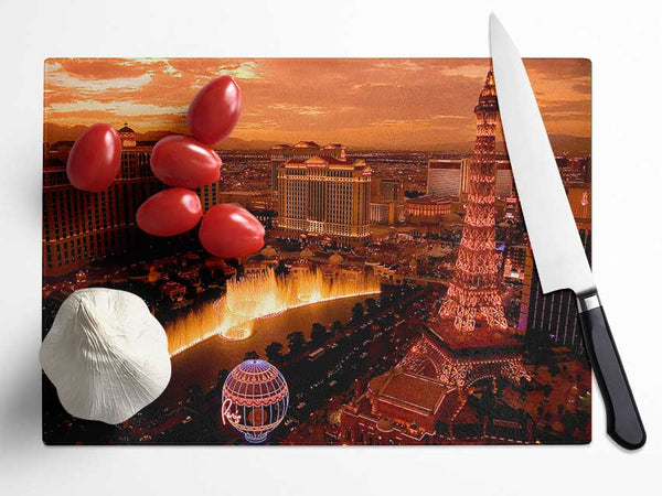 Las Vegas Little Eiffel Tower Glass Chopping Board