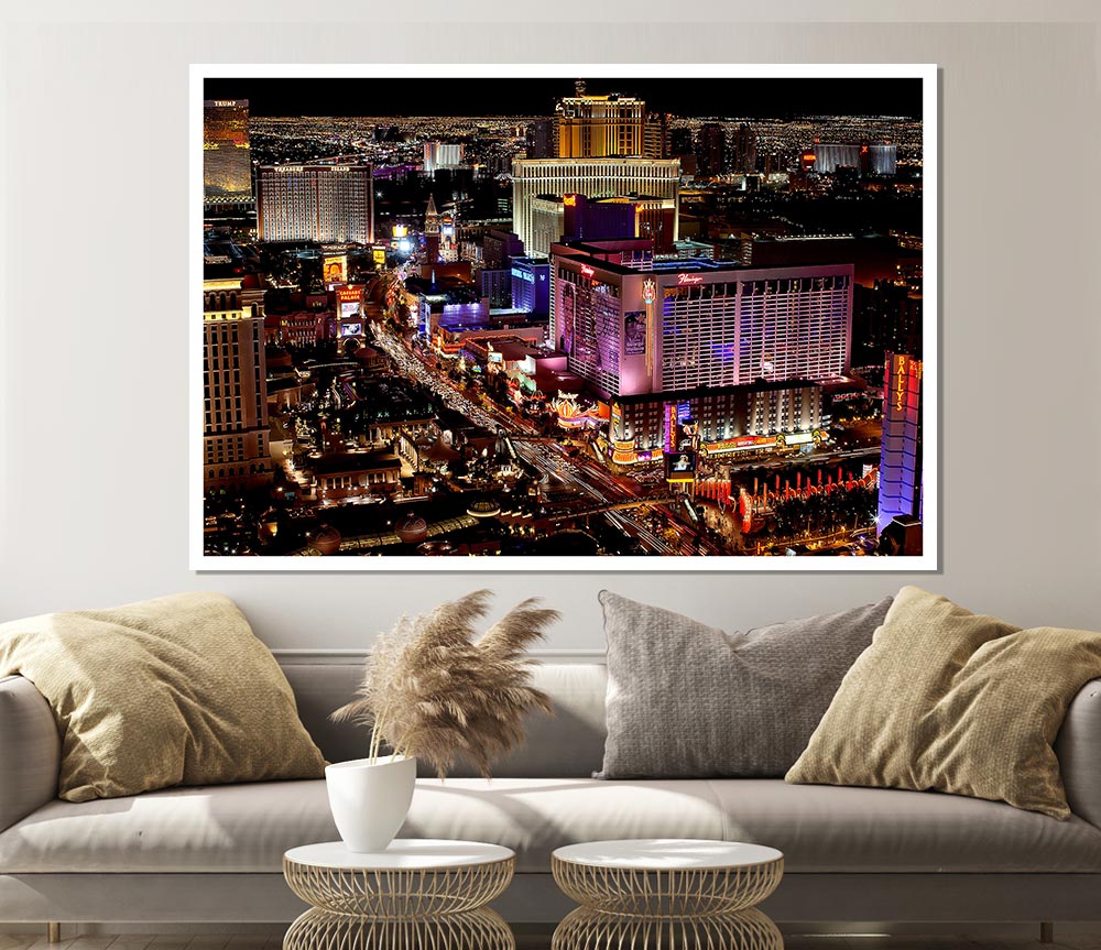 Las Vegas Strip Night Lights Print Poster Wall Art