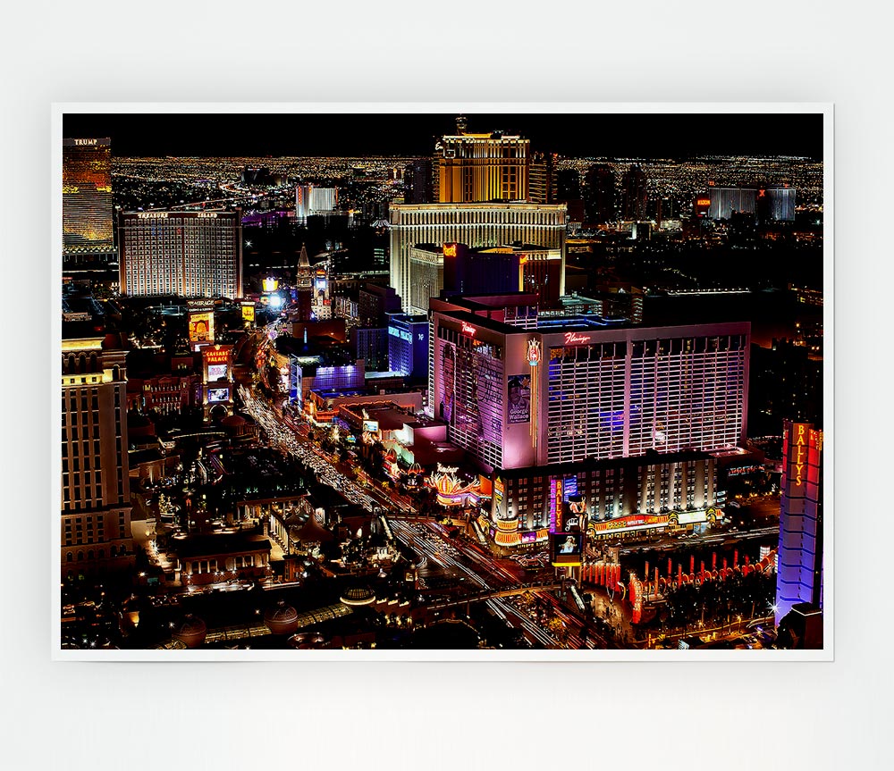 Las Vegas Strip Night Lights Print Poster Wall Art