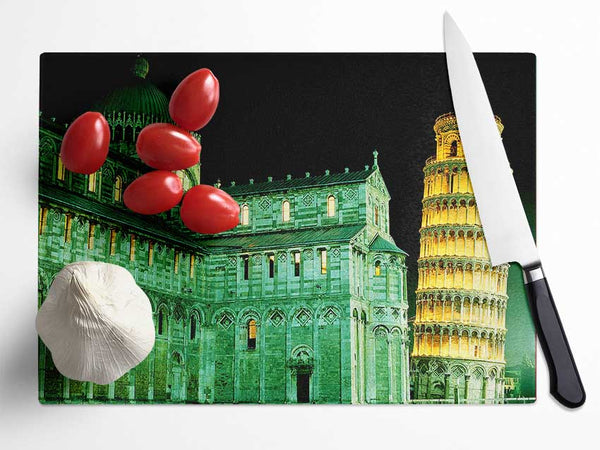 Leaning Tower Of Pisa Green Hue Glass Chopping Board