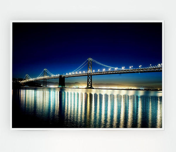 Lights Of The Night Bridge Print Poster Wall Art