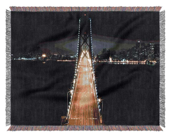 Lights on Bay Bridge Woven Blanket