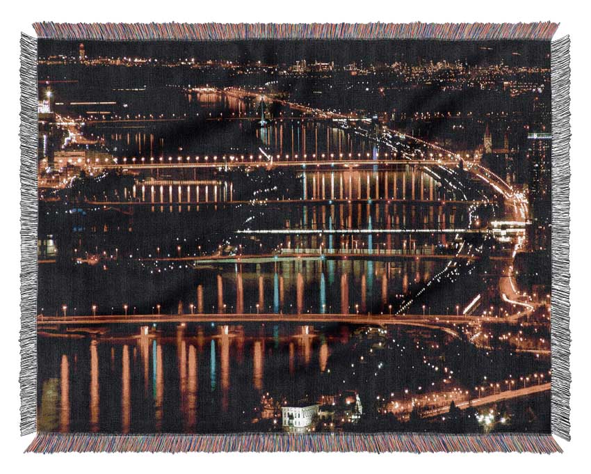 Lights At Danube Vienna Woven Blanket