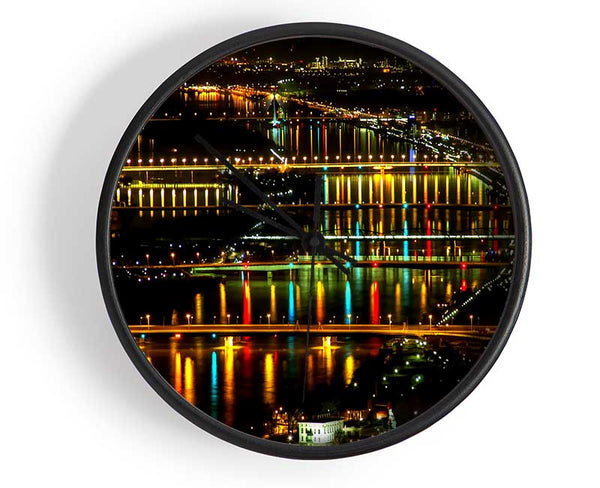 Lights At Danube Vienna Clock - Wallart-Direct UK