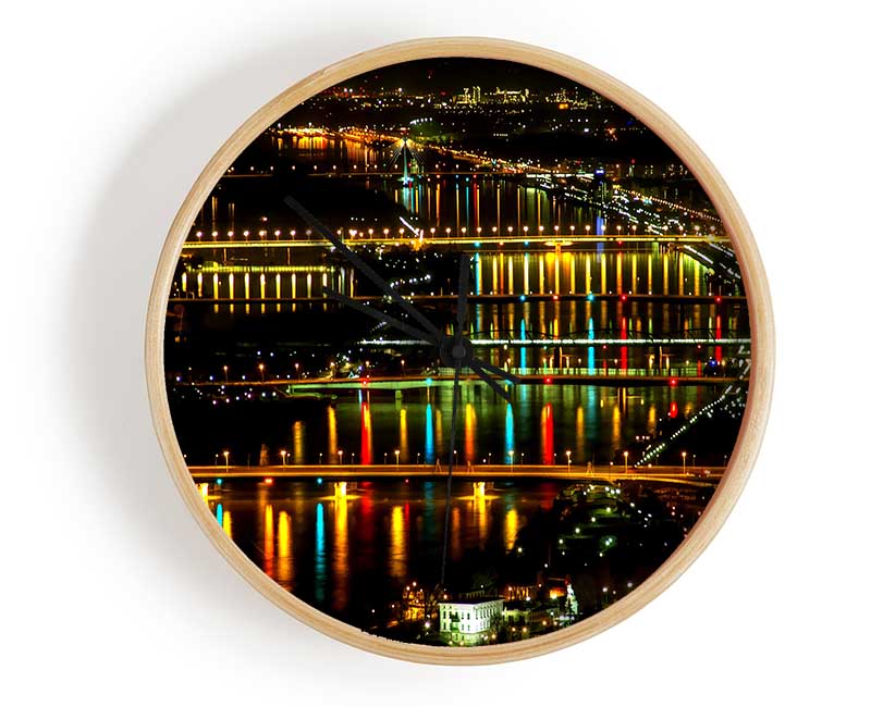 Lights At Danube Vienna Clock - Wallart-Direct UK