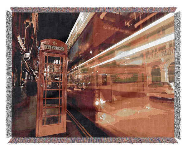 London Red Night Bus Blur Woven Blanket