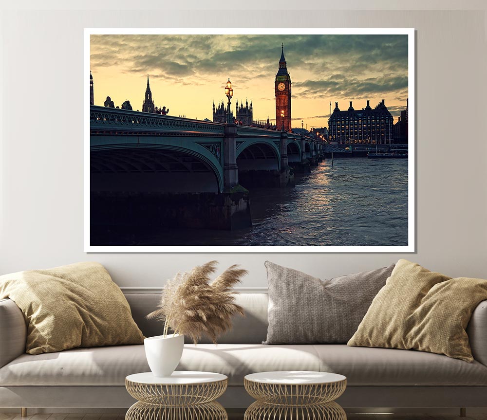 London At Dusk Print Poster Wall Art