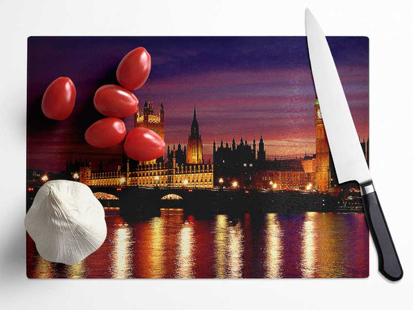 London At Night Glass Chopping Board