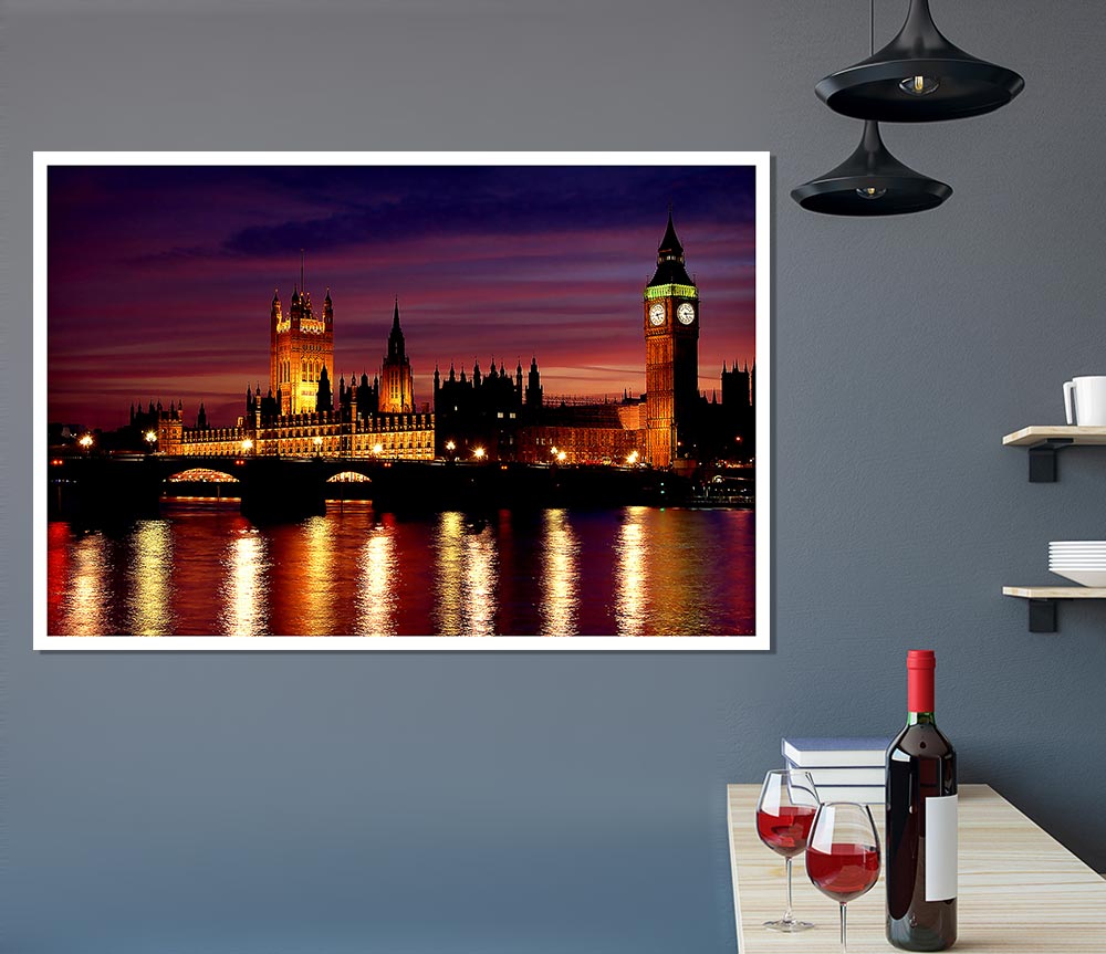 London At Night Print Poster Wall Art