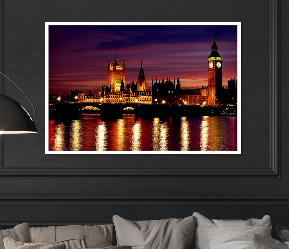 London At Night Print Poster Wall Art