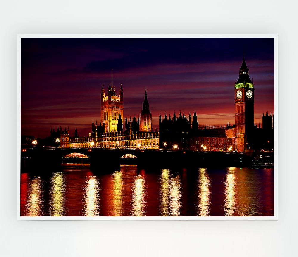 London At Night Print Poster Wall Art