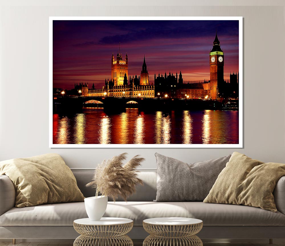 London At Night Print Poster Wall Art