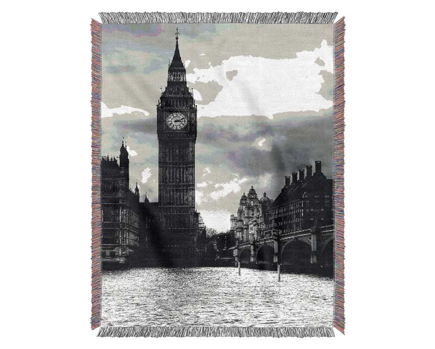 London Big Ben B n W Woven Blanket