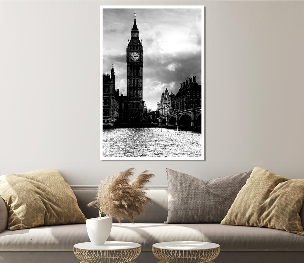 London Big Ben B N W Print Poster Wall Art