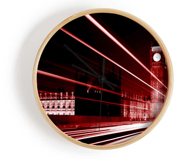 London Big Ben City Lights Red Clock - Wallart-Direct UK