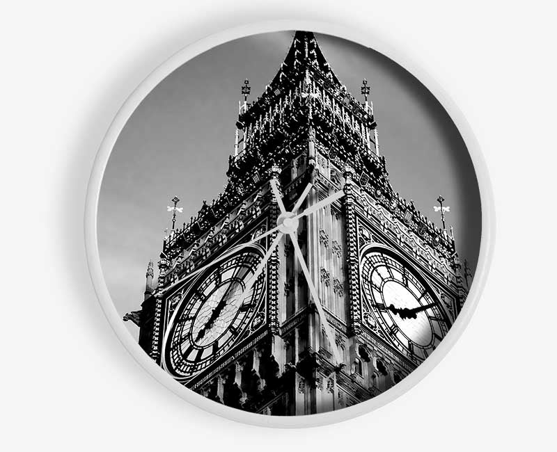 London Big Ben Close-Up B n W Clock - Wallart-Direct UK