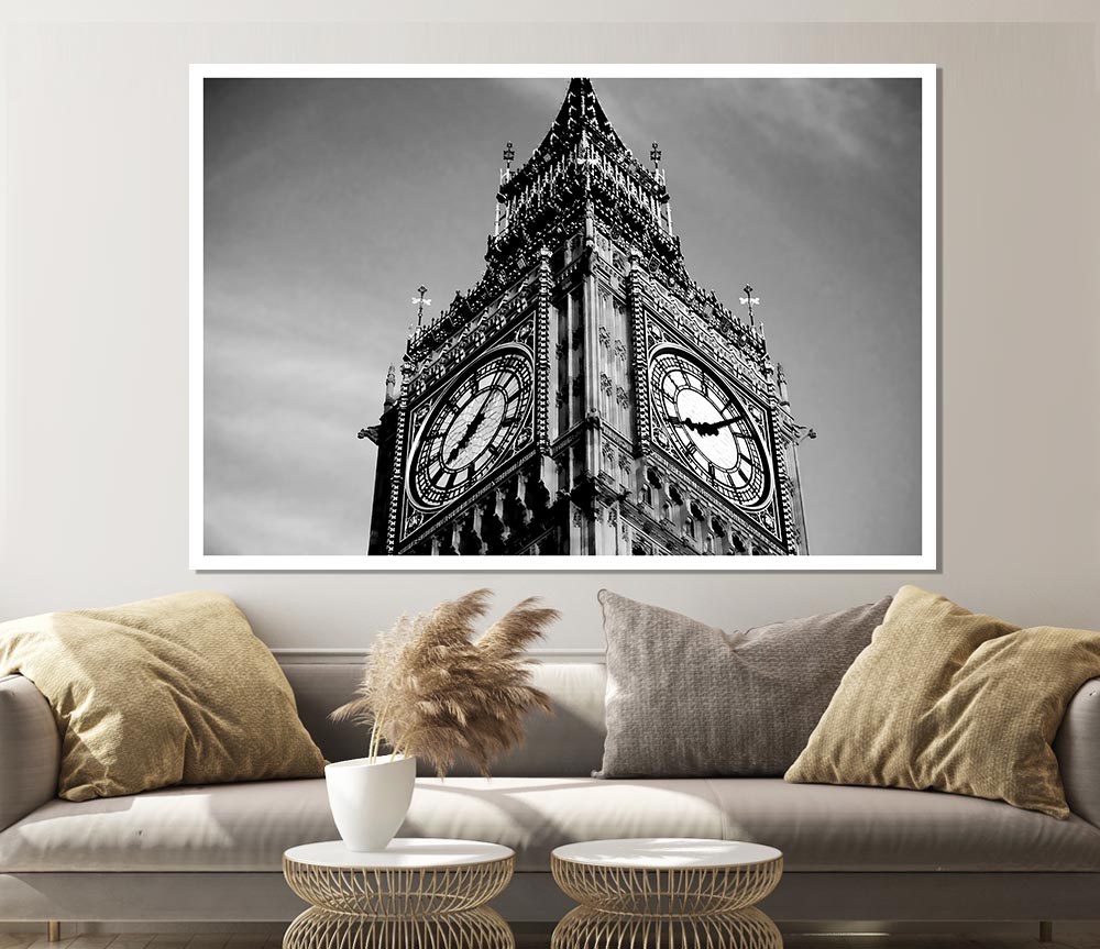 London Big Ben Close Up B N W Print Poster Wall Art