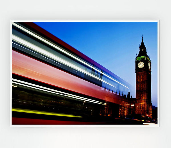 London Big Ben Double Decker Bus Print Poster Wall Art