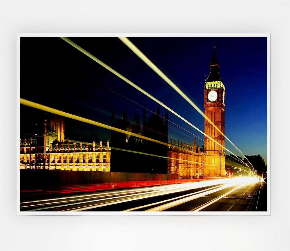 London Big Ben Lights Print Poster Wall Art