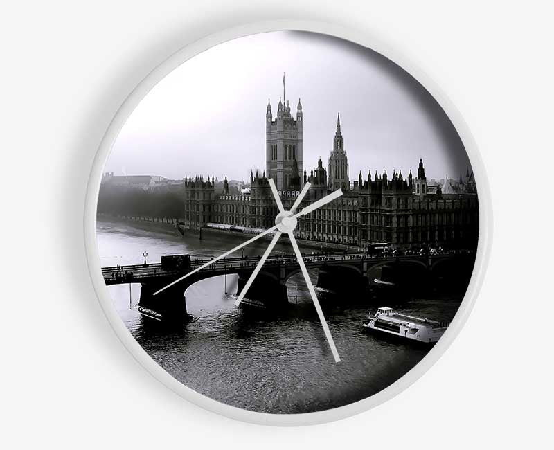 London Black And White Clock - Wallart-Direct UK