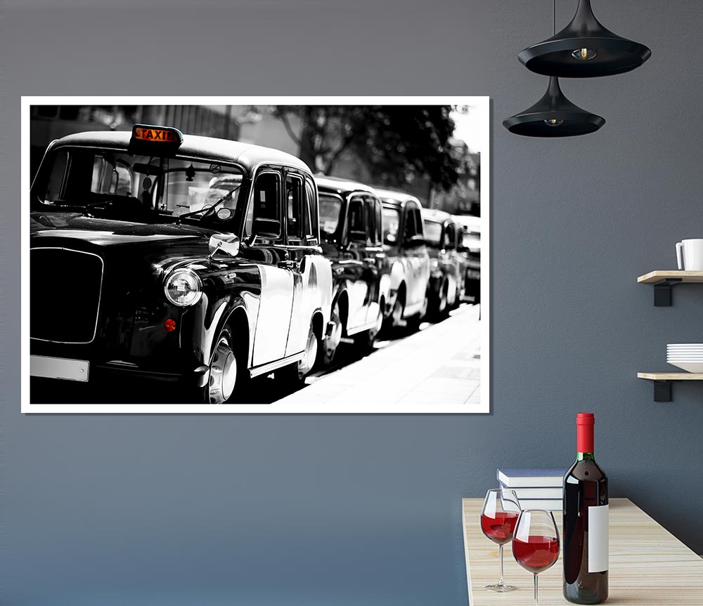 London Black Cabs Print Poster Wall Art