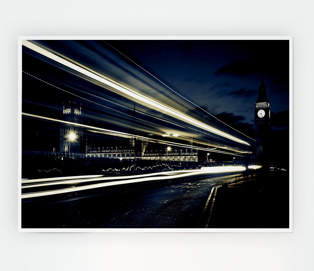 London Blue Nights Print Poster Wall Art