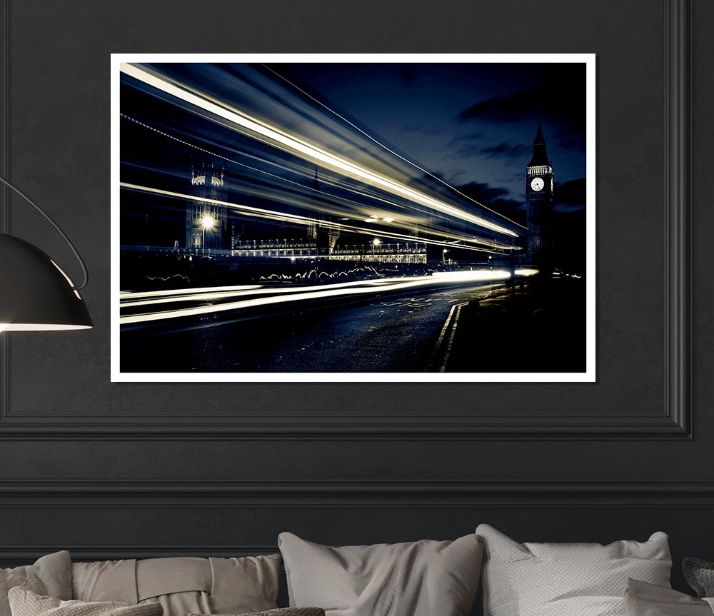 London Blue Nights Print Poster Wall Art