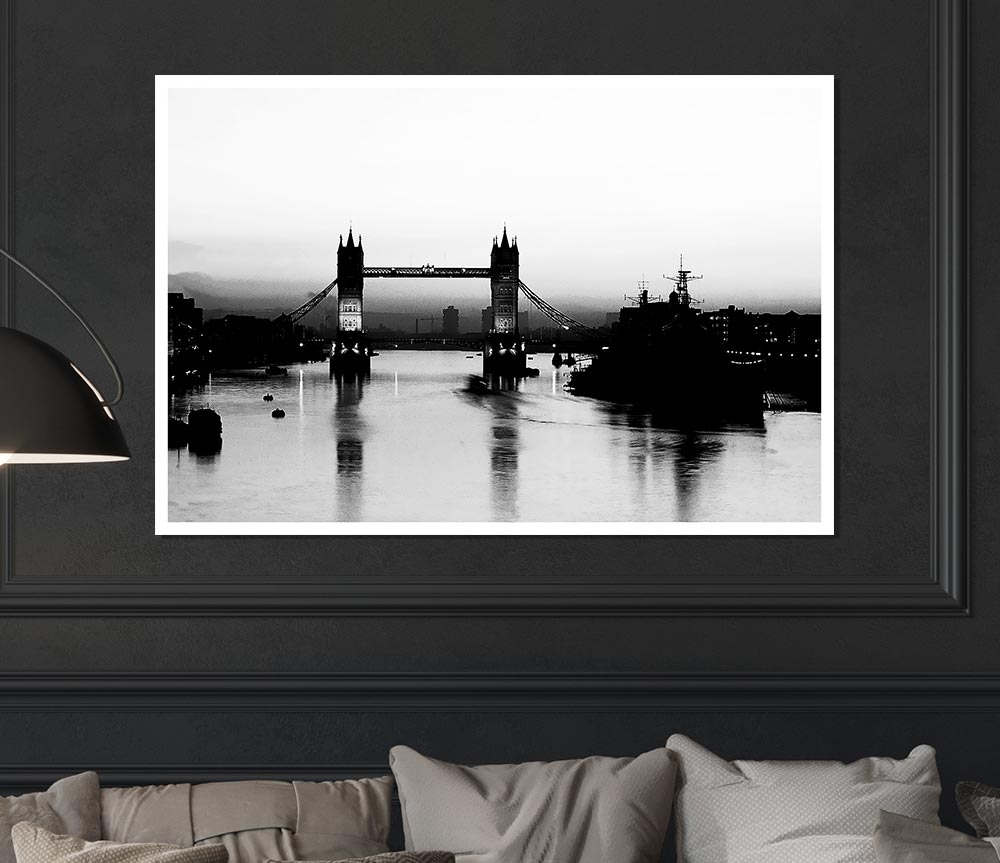 London Bridge B N W Print Poster Wall Art