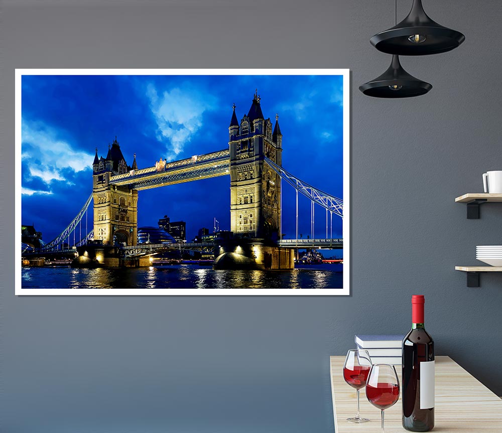 London Bridge Blue Evening Skys Print Poster Wall Art