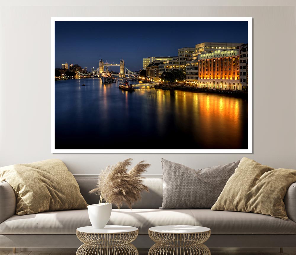 London Bridge Hospital At Night Print Poster Wall Art