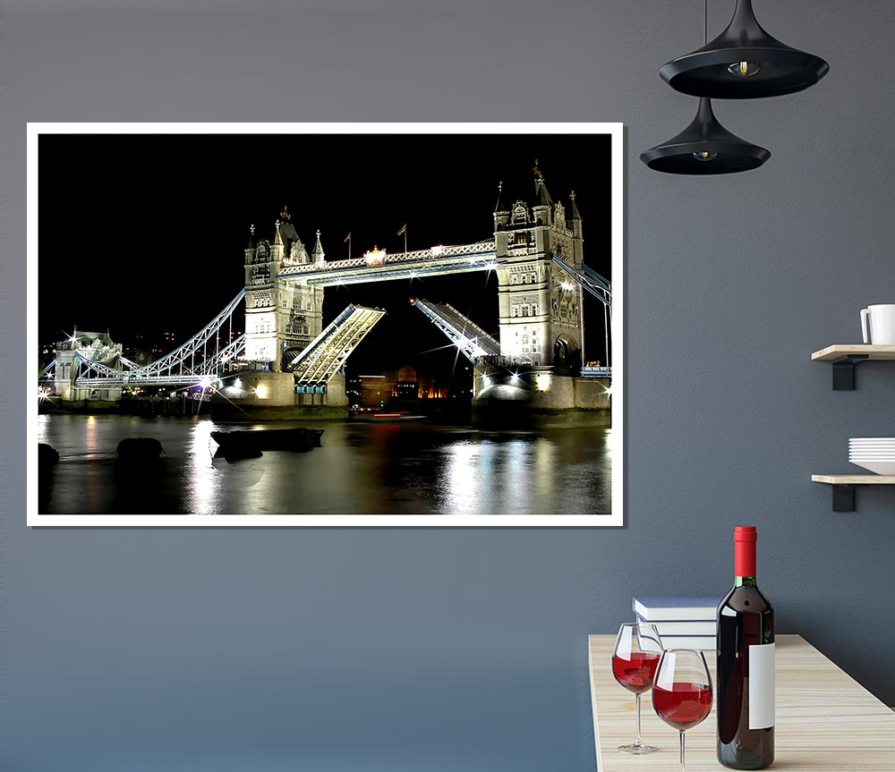 London Bridge Night Print Poster Wall Art