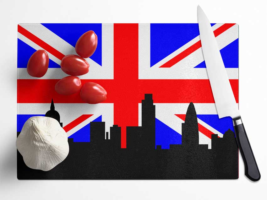 London City Great British Flag Glass Chopping Board